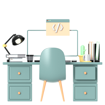 3d illustration of desktop with a computer on top with high quality render png