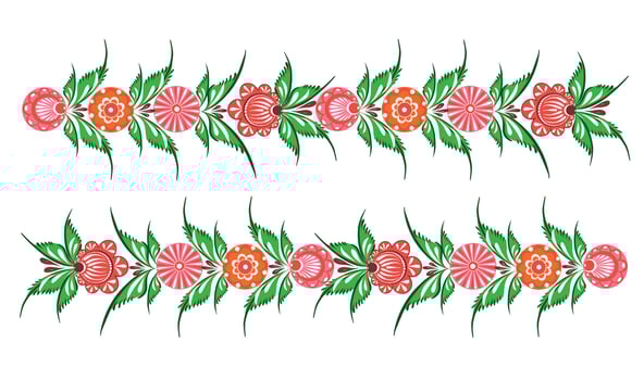 Seamless pattern frame of flowers and leaves.Folk ornament.Gorodets painting hand drawn.Vector illustration. vector