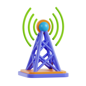 wireless tower 3d icon. Communication tower 3d icon for transmitting network signal. Signal Tower 3d icon. png