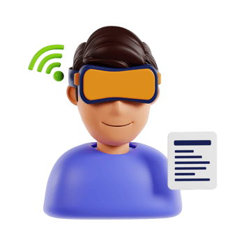 Man wears VR, virtual reality goggles, glasses.  wearing VR virtual reality headset, business and technology concept for future png