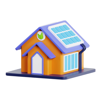 solar panel house 3d icon. Solar panels on the roof of the modern house. Clean Energy House Solar Panels png