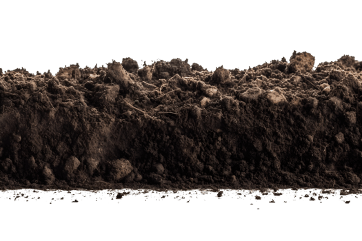 black soil isolated on transparent background , png