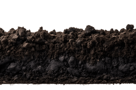 black soil isolated on transparent background , png