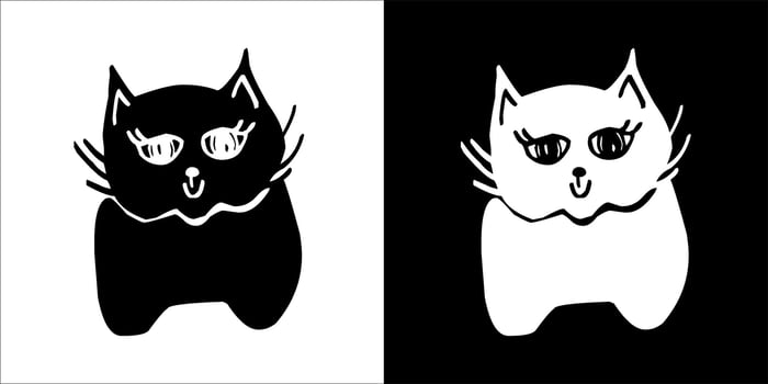 Illustration, vector graphic of cat icon, Black and white color on transparent background