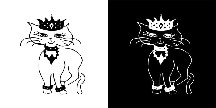 Illustration, vector graphic of cat icon, Black and white color on transparent background