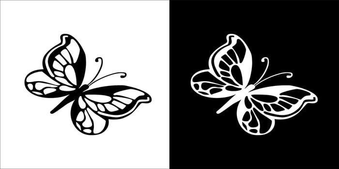 Illustration, vector graphic of butterfly icon, Black and white color on transparent background