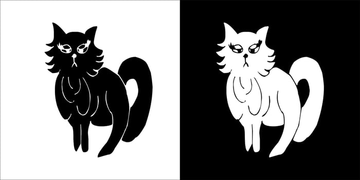 Illustration, vector graphic of cat icon, Black and white color on transparent background
