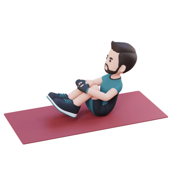 Perfect Abs 3D Sporty Male Character Mastering Frog Crunch at the Gym png