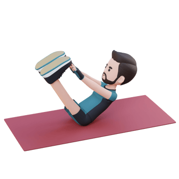 Dynamic 3D Sporty Male Character Performing Abs V Ups Workout at the Gym png
