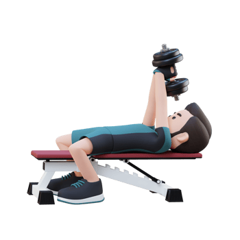 3D Sportsman Character Strengthening Back and Chest with Dumbbell Pullover Exercise png