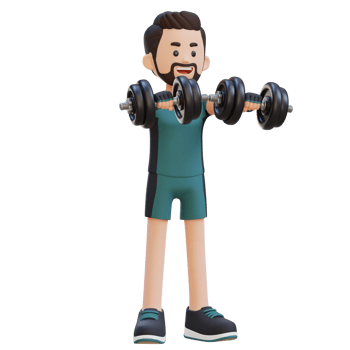 3D Sportsman Character Performing Dumbbell Front Raise png