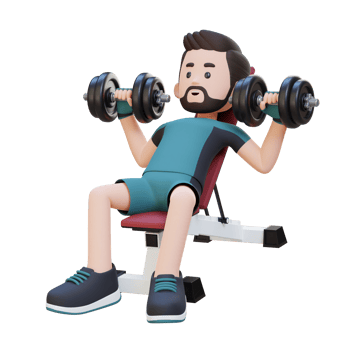 3D Sportsman Character Building Upper Body Strength with Incline Bench Dumbbell Chest Press png