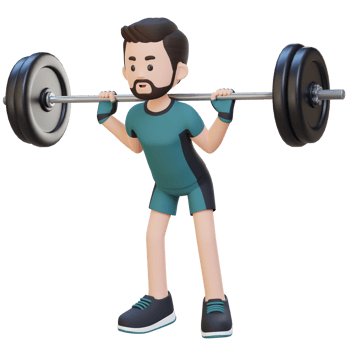3D Sportsman Character Building Lower Body Strength with Barbell Squat Workout png