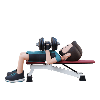 3D Sportsman Character Enhancing Upper Body Strength with Dumbbell Close Grip Bench Press png