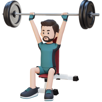 3D Sportsman Character Building Upper Body Strength with Overhead Bench Press Workout png