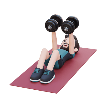 3D Sportsman Character Performing Dumbbell Chest Fly png