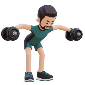 3D Sportsman Character Performing Dumbbell Bent Over Reverse Fly png