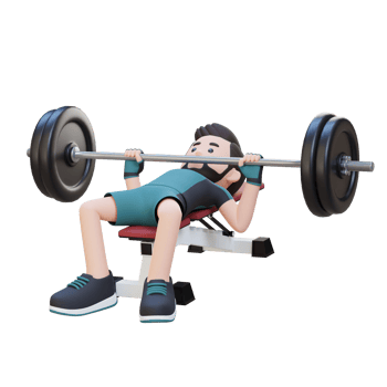 3D Sportsman Character Building Strength with Barbell Bench Press Exercise png