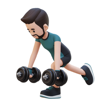 3D Sportsman Character Performing Dumbbell Single Leg Deadlift left png