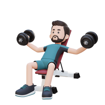3D Sportsman Character Sculpting Muscular Chest with Incline Bench Dumbbell Chest Fly png