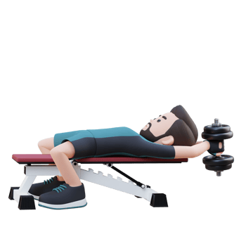 3D Sportsman Character Strengthening Back and Chest with Dumbbell Pullover Exercise png