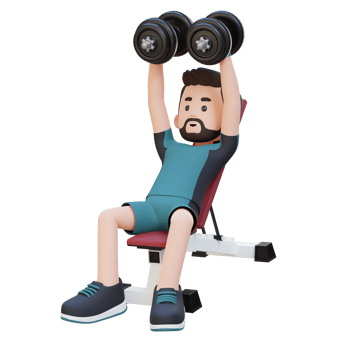 3D Sportsman Character Sculpting Muscular Chest with Incline Bench Dumbbell Chest Fly png