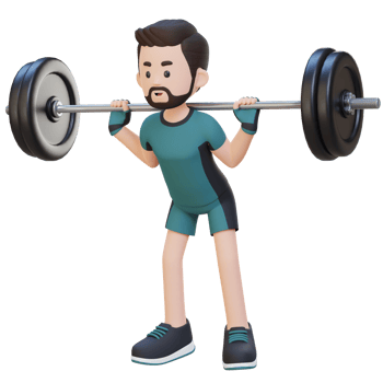 3D Sportsman Character Building Lower Body Strength with Barbell Squat Workout png