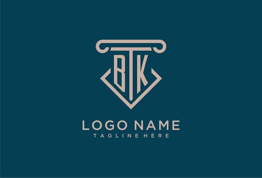 BK initial with pillar icon design, clean and modern attorney, legal firm logo vector