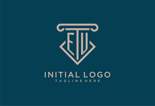EU initial with pillar icon design, clean and modern attorney, legal firm logo vector