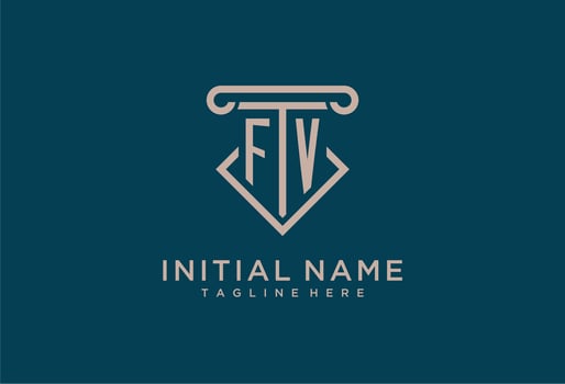 FV initial with pillar icon design, clean and modern attorney, legal firm logo vector