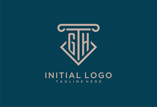 GH initial with pillar icon design, clean and modern attorney, legal firm logo vector