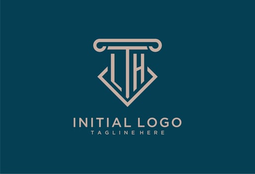 LH initial with pillar icon design, clean and modern attorney, legal firm logo vector