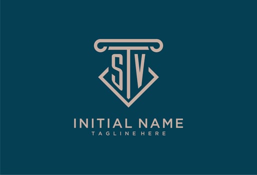 SV initial with pillar icon design, clean and modern attorney, legal firm logo vector