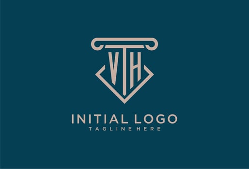 VH initial with pillar icon design, clean and modern attorney, legal firm logo vector