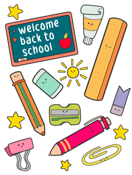Back to school collection of supplies for children png