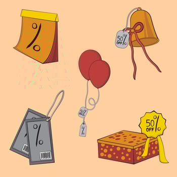 5 Sale Icon Illustrations Set vector