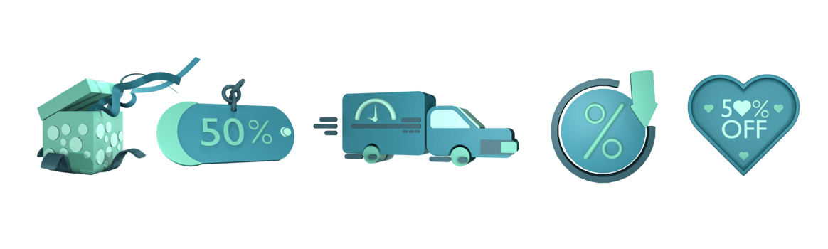 3D icon sale collection rendered isolated on the transparent background png