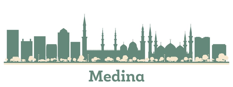 Abstract Medina Saudi Arabia City Skyline with Color Buildings. vector