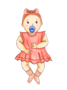 Watercolor illustration of cute baby girl png