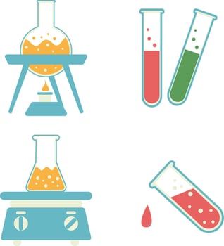 Science Laboratory Equipment vector icon set. Test tube, microscope,etc.For design decoration.Vector illustration