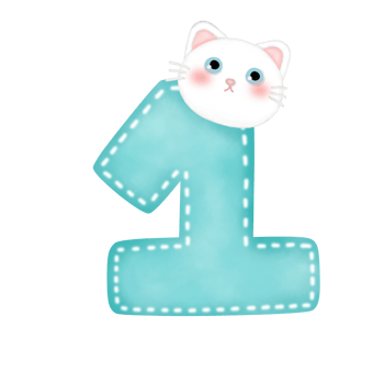 Cute cartoon pastel doodle hand draw cat number 1 png
