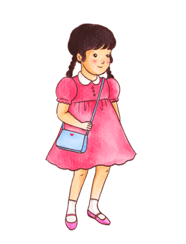 Watercolor illustration of cute little girl png