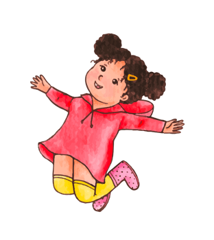 Watercolor illustration of cute little girl png