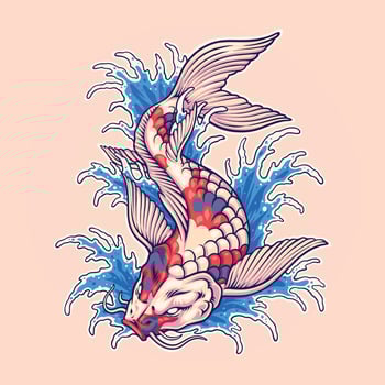 japanese koi fish logo illustration vector