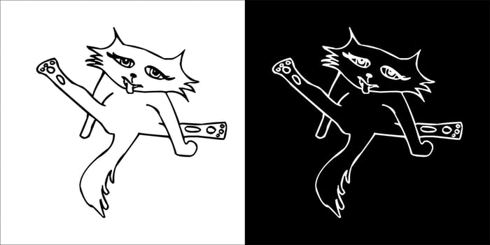 Illustration, vector graphic of cat icon, Black and white color on transparent background