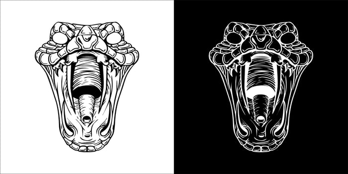 Illustration, vector graphic of snake icon, Black and white color on transparent background