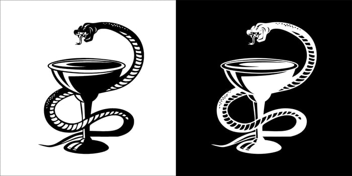 Illustration, vector graphic of snake icon, Black and white color on transparent background