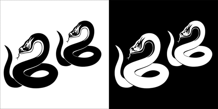 Illustration, vector graphic of snake icon, Black and white color on transparent background