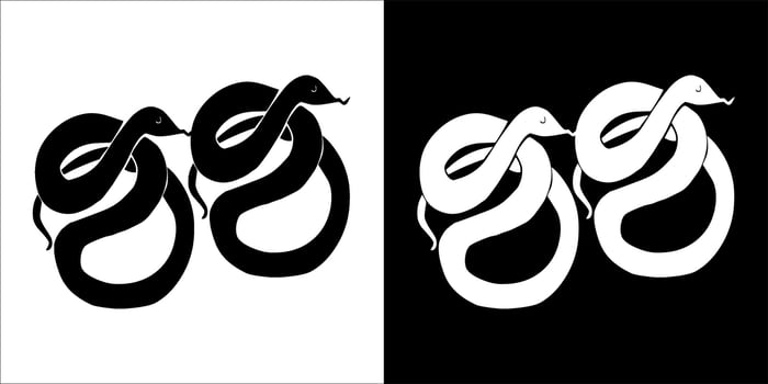 Illustration, vector graphic of snake icon, Black and white color on transparent background