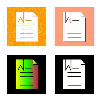 Unique Bookmarked Document Vector Icon